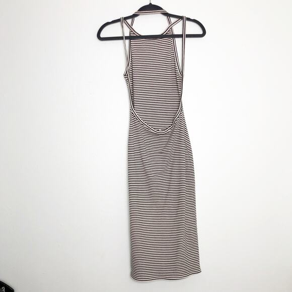 Silence + Noise Ivory Black Striped Stretch Harness Backless Night Out Dress M - Picture 6 of 16